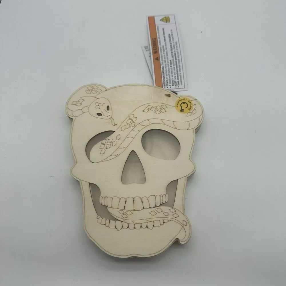 Make Market Halloween DIY Light Up Wood Skull Craft Unfinished Snake Pre-Lit